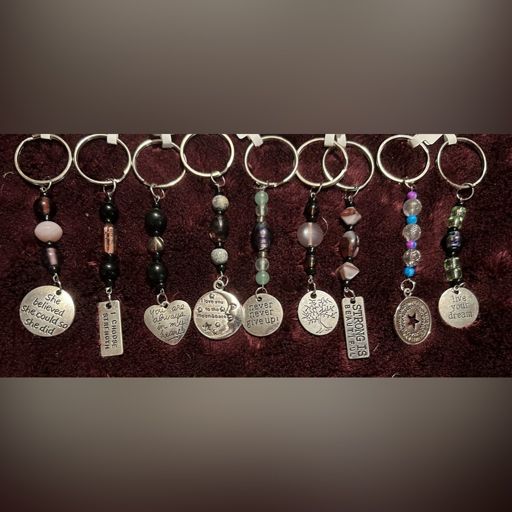 Hand beaded keychains. Multiple styles